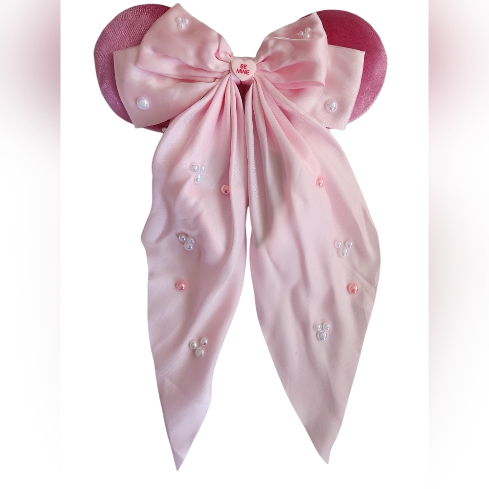 Custome Made Pink Heart Minnie Ears Headband - Picture 2 of 4